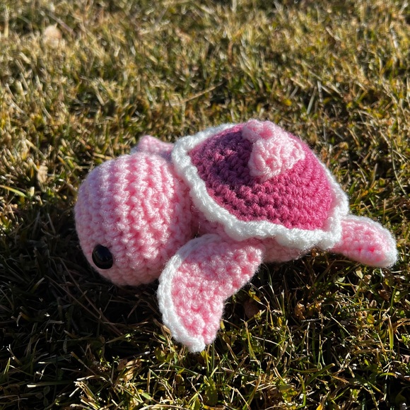 Hand Crocheted Pink Heart Valentine’s Day Turtle Plushie! - Picture 13 of 16